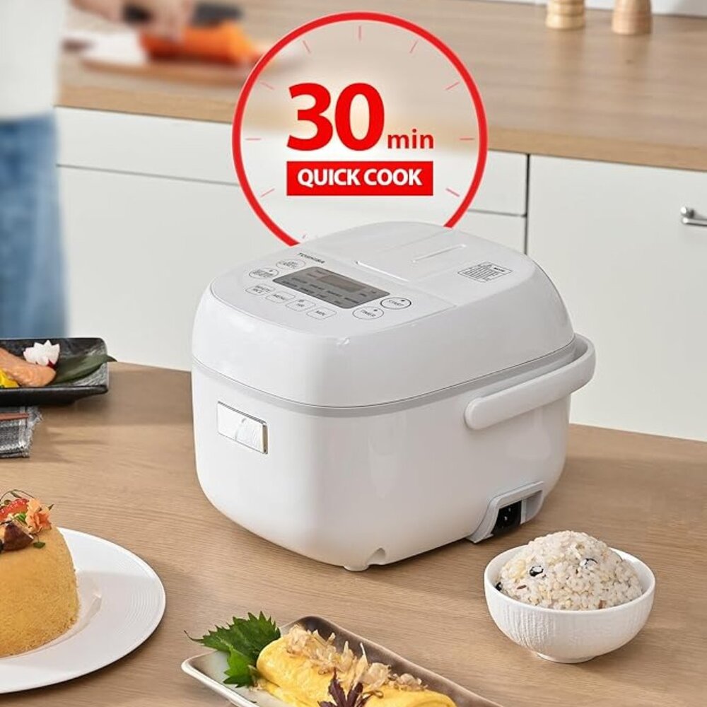 Toshiba Mini Rice Cooker, 3 Cups Uncooked Small Rice Cooker, Steamer & Warmer, W